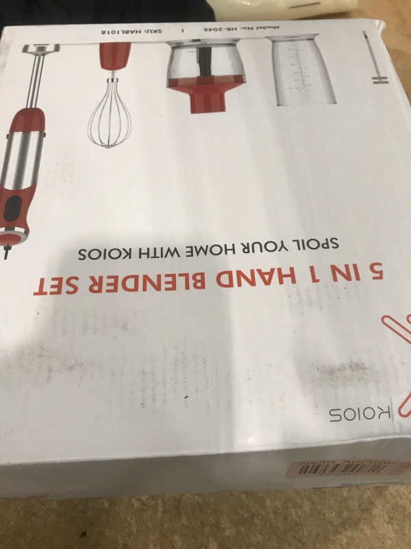 Photo 1 of ***PARTS ONLY ***KOIOS 5-in-1 Hand Immersion Blender, 1000W 12 Speed Handheld Blender Stick with Copper Motor Stainless Steel Blade, 600ml Mixing Beaker,500ml Food Processor, Whisk, Milk Frother, Non-BPA, Red