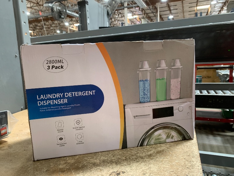 Photo 1 of [3 Pack] Liquid Laundry Detergent Dispenser for Laundry Room Organization and Storage, 95oz Large Capacity Laundry Soap Containers with 12 Removable Labels, BPA Free & PET Plastic Clear