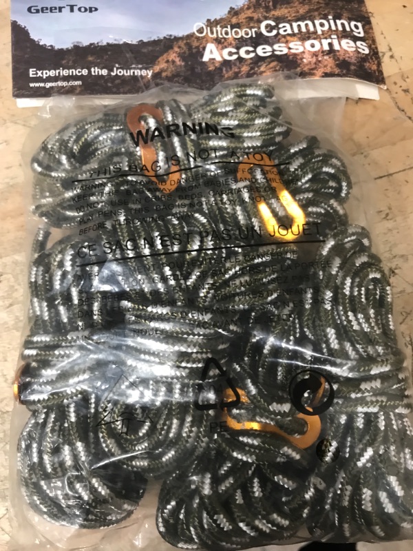 Photo 1 of GEERTOP 6 Pack 5 mm Ultralight Tent Guy Lines Camping Ropes with Aluminum Tensioner for Tent, Tent Tarp Shelter