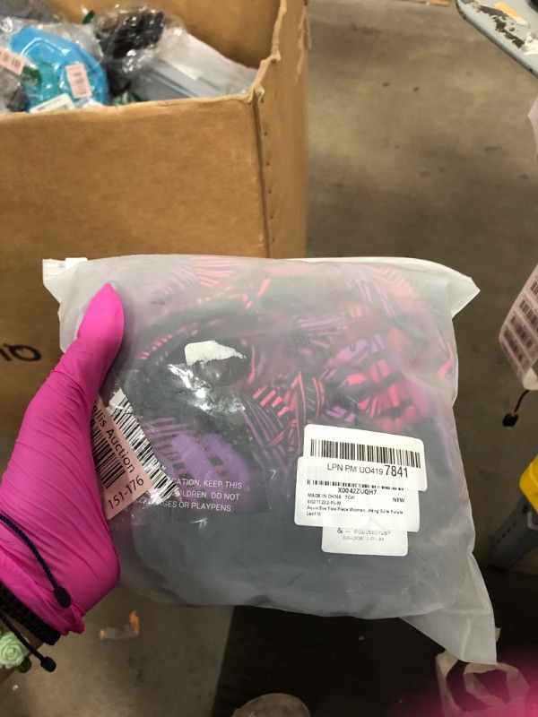 Photo 1 of Aqua Eve Two Piece Women's Tankini Swimsuits Blouson Swim Tank Top with Shorts Modest Bathing Suits Purple Leaf M