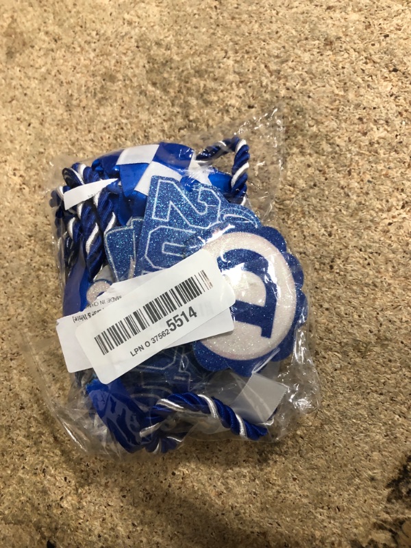 Photo 1 of JOTFA Graduation Leis 2025 and Graduation Cords, Graduation Money Leis with 8 Graduation Glitter Patches for Graduation Party Decorations (Graduation Lei & Graduation Cord, Blue & White)
