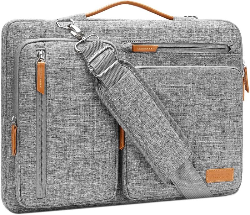 Photo 1 of *MISSING SHOULDER STRAP* MOSISO 360 Protective Laptop Shoulder Bag, 15.6 inch Computer Bag Compatible with MacBook, HP, Dell, Lenovo, Asus Notebook, 15 inch Side Open Messenger Bag with 4 Zipper Pockets & Handle & Belt, Gray