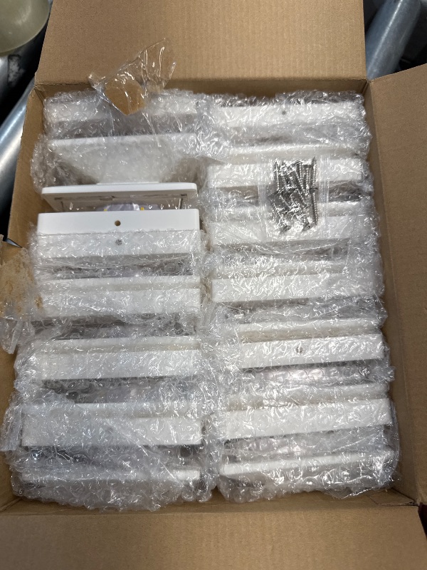 Photo 1 of (USED/FAIR) APONUO Solar Post Cap Lights for 4x4 Posts, Bright Warm White LED Post Cap Lights Solar Powered, IP64 Waterproof & All-Night Lighting, White 12 Pack – Deck, Fence, Patio Light (Easy Install)
