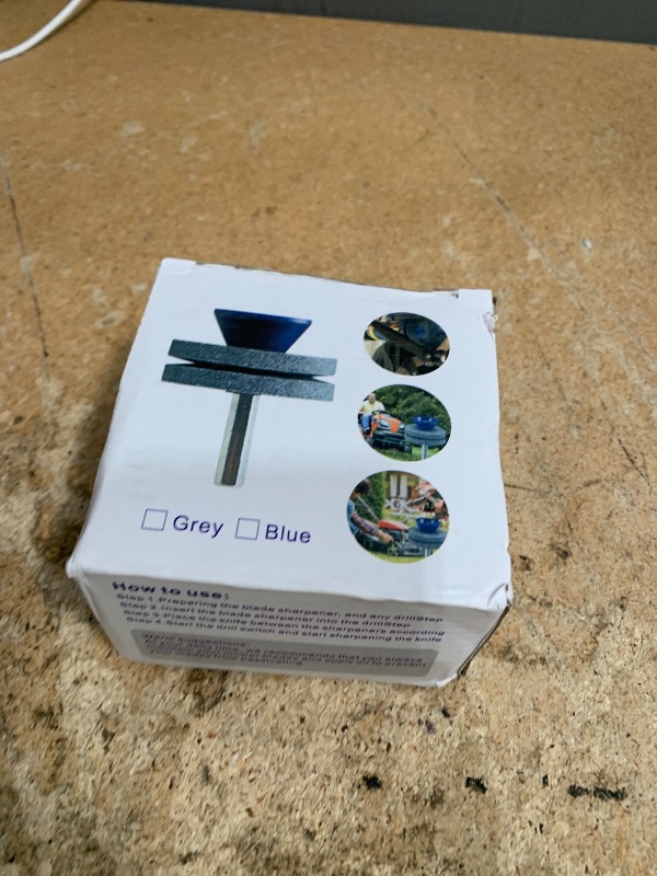 Photo 1 of ?NEW?Double Layer Corundum Lawn Mower Blade Sharpener, Universal Wear Lawnmower Blade Sharpener for Any Power Drill/Hand Drill, Double-Layer Grindstones Easy to Use and Not Easy Damage-(Gray)