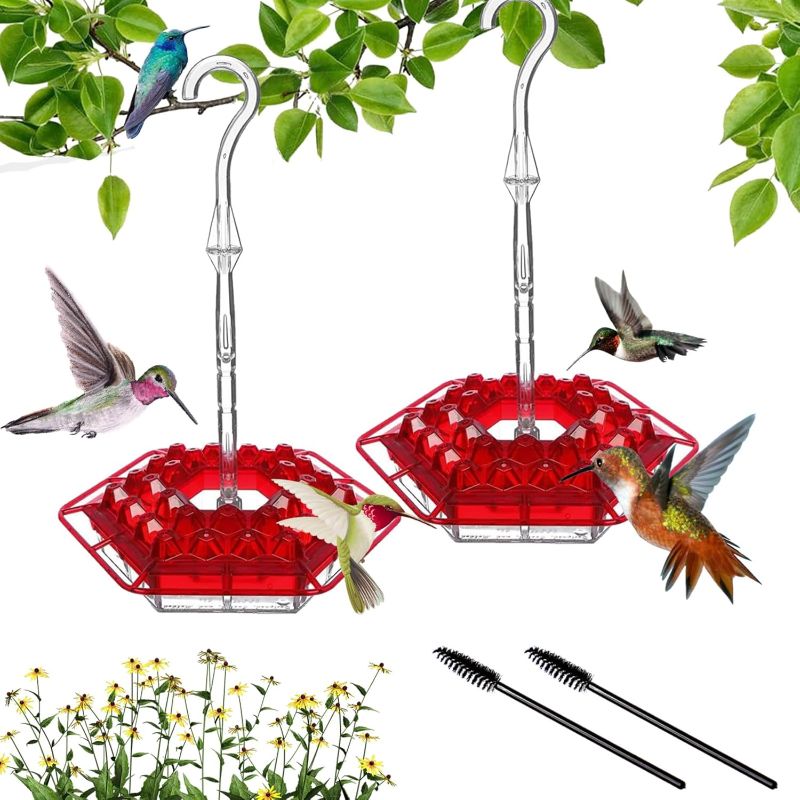Photo 1 of 2025 Hummingbird feeders for Outdoors,Shirem Hummingbird Feeder,Outdoor Hummingbird Feeder with Moat, Outdoor Hanging, Easy to Clean (2pcs red)
