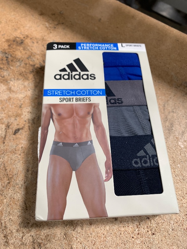 Photo 1 of adidas Men's Performance Stretch Cotton Brief Underwear (3-Pack) Designed for Active Comfort and All Day wear, Team Royal Blue/Onix Grey/Legend Ink Blue, Large