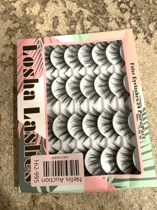 Photo 1 of Losha Eyelashes Natural Look Faux Mink Lashes Pack Handmade Fluffy False Eyelashes 14 Pairs Cat Eye Lashes (54)