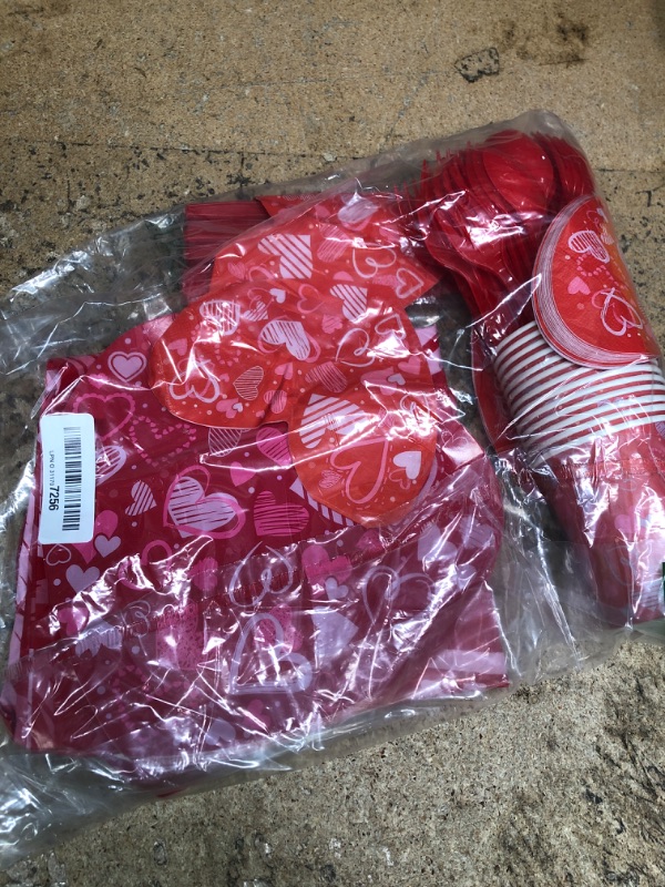 Photo 2 of 170pcs Valentine’s Day Party Supplies Red Heart Shaped Paper Plates Napkins Girls Valentine’s Day Tablecloth Heart Banner for Lovely Valentine's Day Engagements Weddings Anniversary Serves 24 Guests