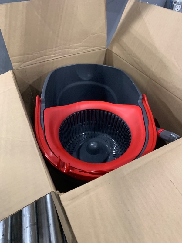 Photo 1 of *BUCKET AND HANDLE ONLY* O-Cedar EasyWring Microfiber Spin Mop, Bucket Floor Cleaning System, Red, Gray, Standard