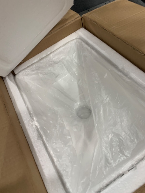 Photo 1 of 14 x 10 Inch Small Bathroom Vessel Sink, 14 Inch White Above Counter Rectangular Ceramic Vessel Sink, Modern Porcelain Small Above Countertop Art Basin Vanity Sink Lavatory Wash Hand Basin