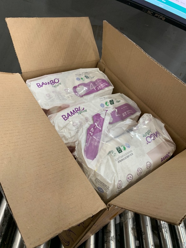 Photo 1 of **ONE BAG HAS BEEN OPENED** Bambo Nature Hypoallergenic Baby Diapers, Eco-Labelled Sustainable Diapers, Enhanced Leakage Protection, Totally Chlorine-free, Skin Friendly, and Super Absorbent - Size 4 (162 Count)