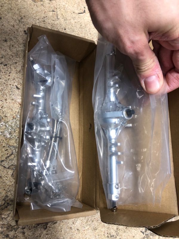 Photo 1 of Aluminum Front & Rear Axles CNC Complete Axle Set for 1/10 RC Crawler Car Axial SCX10 II RGT 86100 Redcat GEN8 Element Enduro CC01 (Silver Front Rear Axle)