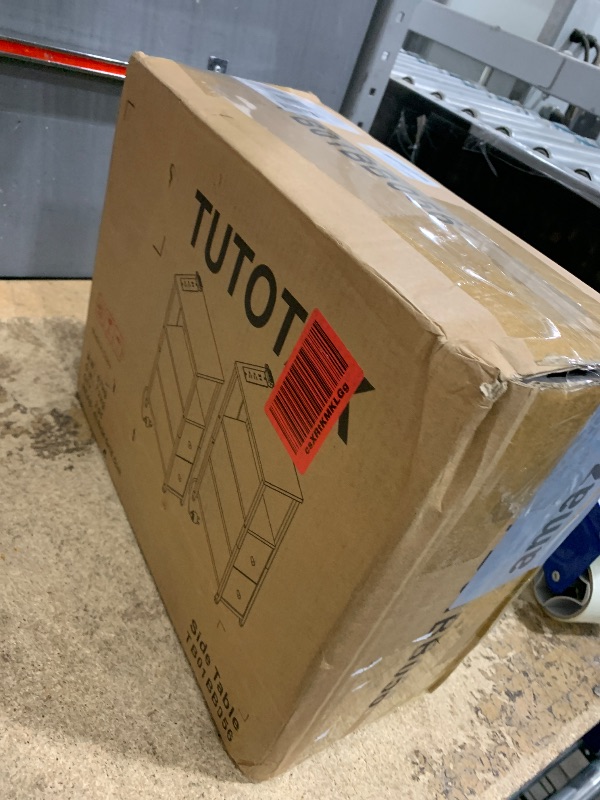 Photo 1 of TUTOTAK Small Narrow LED End Table with Charging Station, Side Table Outlets, Nightstand with 2 Cloth Drawers, Set of 2, Couch Table, for Living Room, Bedroom, Bedside, Brown TB01BB056