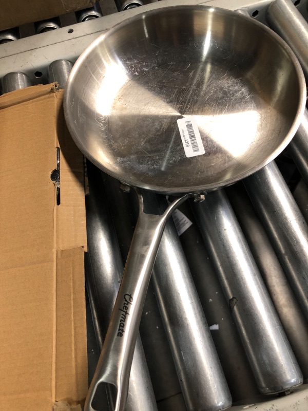 Photo 1 of ***(HEAVILY USED)***
VocVoi 12 inch Tri-Ply Stainless Steel Pan,PFOA&PTFE Free Skillets,Chef's Pans,Dishwasher and Oven Safe Cookware, Works on Induction,Ceramic and Gas Cooktops
