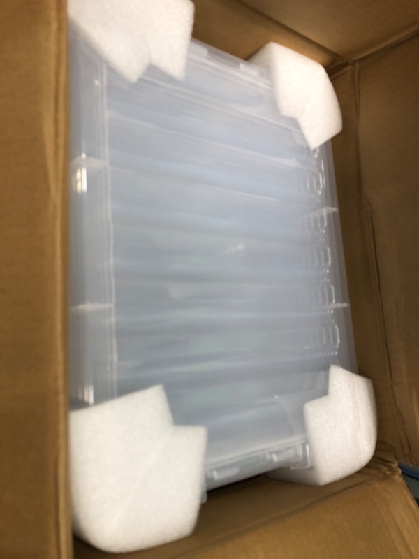 Photo 1 of Cetomo Plastic Storage Bin Box Stackable and Nestable with Lid and Secure Latching Buckles, Clear, 18Qt x 6, Pack of 6