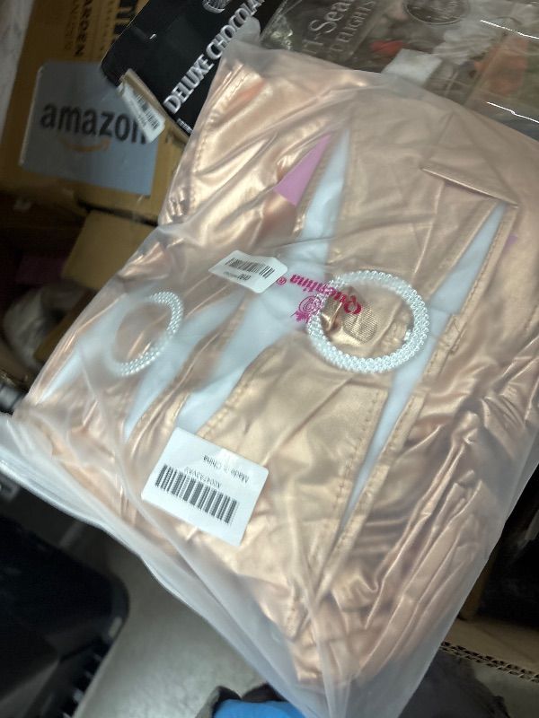 Photo 1 of AIRIT LOVELY Rose Gold Chair Sashes for Wedding 50 Pack Spandex Rose Gold Sashes for Chairs Pink Gold Chair Sashes Bands with Blucke for Bridal Baby Shower Birthday Banquet Party Decorations