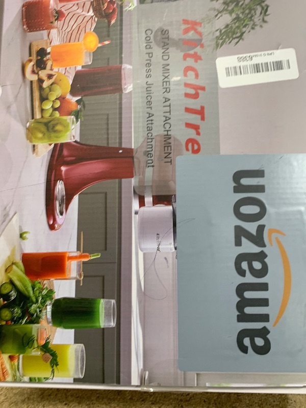Photo 1 of KITCHTREE Masticating Juicer Attachment for KitchenAid Stand Mixer, 4.2" Large Feed Chute Fit Whole Vegetables & Fruits, Slow Cold Press Juicing, Includes 2 28oz capacity cups and blade replacement