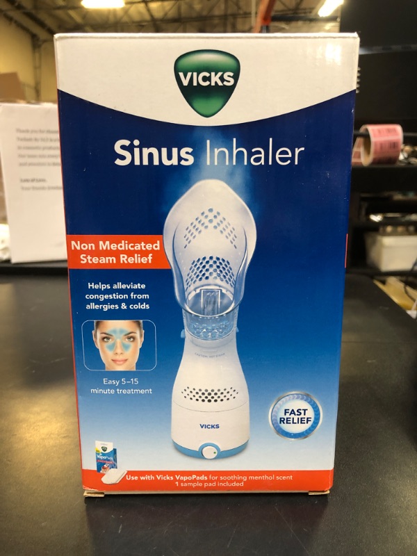 Photo 1 of Vicks Sinus Inhaler - Personal Steam Inhaler for Sinus Relief, Allergies, Congestion, Cough & Colds, Facial Steamer, Soothes Nasal & Throat Passages, Use with VapoPads (1 Included), FSA & HSA Eligible