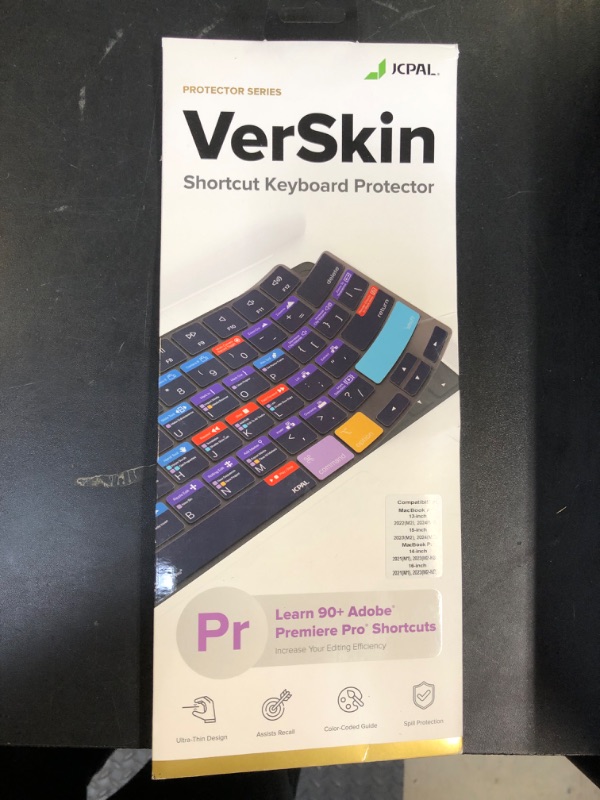 Photo 1 of JCPal Adobe Premiere Pro Shortcut Guide Keyboard Cover for Apple MacBook Pro 14 inch and MacBook Pro 16 inch (M1-M4 Models) and MacBook Air 13 inch and MacBook Air 15 inch (M2/M3 Models) (US-Layout)