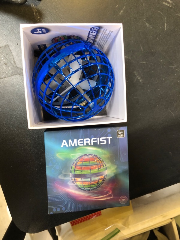 Photo 2 of AMERFIST 2024 Flying Orb Ball Toy,Cosmic Globe Boomerang Hover Ball Galactic Fidget Spinner, Hand Drone Orbit, Cool Toys Gift for 6 7 8 9 10+ Year Old Boys Girls Teens Outdoor Toys(Blue)