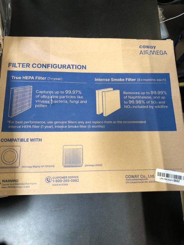 Photo 2 of COWAY AP-1512HH & 200M Air Purifier Filter Replacement, Intense Smoke Pack, 2 Intense Smoke Deodorization Filters and 1 True HEPA Filter, 1 Pack, Black