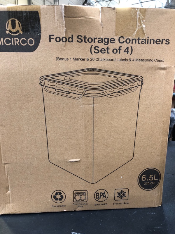 Photo 3 of M MCIRCO Extra Large 7qt / 6.5L/220oz Tall Food Storage Containers, WIDE & DEEP, 4-Piece Plastic Airtight Kitchen Pantry Storage Containers for Flour, Sugar, with 4 Measuring Cups,20 Labels