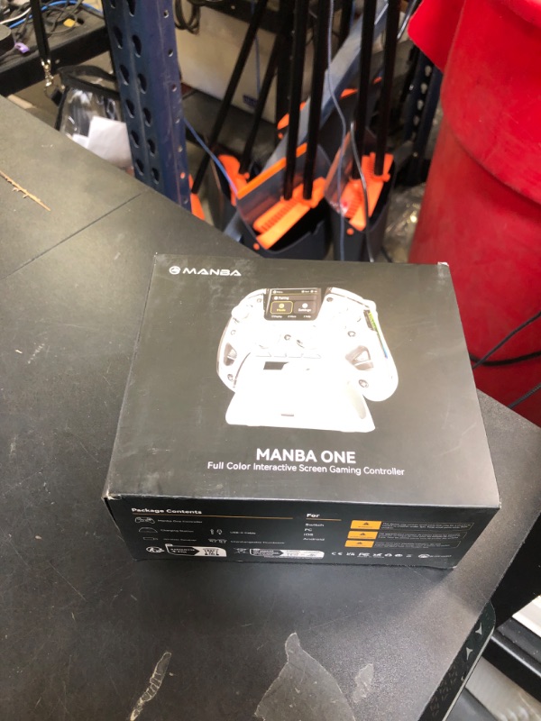 Photo 1 of ManbaOne Interactive Screen Wireless Gaming Controller for PC/Switch/iOS/Android,Hall Effect Stick & Trigger,RGB Lighting,Remappable Buttons,1800mAh with Charging Dock (White)