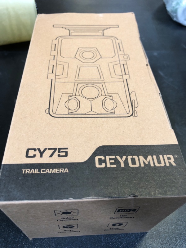 Photo 1 of CEYOMUR 4K Solar Trail Camera, 60MP WiFi 6 Trail Camera with Night Vision 0.1s Trigger Motion Activated, Game Camera with 5200mAh Built-in Lithium Battery for Wildlife Observation with 32GB SD Card