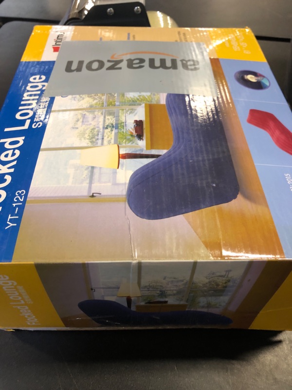 Photo 1 of ptlsy Inflatable Lounge Chair for Adult,Chair Sofa with Household Air Pump, Air Sofa Couch, Inflatable Lounge Deck Chair Multi-Function for Indoor Livingroom Bedroom Indoor Outdoor (Blue)