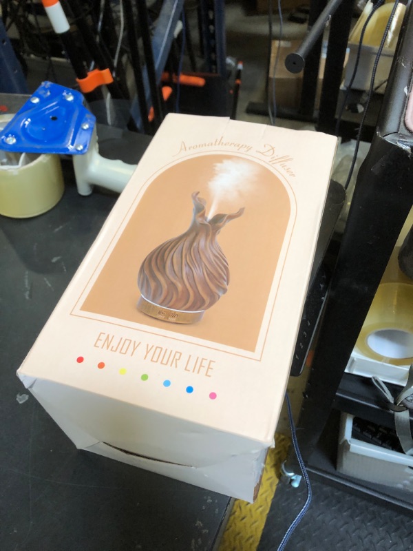 Photo 1 of 200ml Essential Oil Diffuser for Home, Wood Grain Cover Aromatherapy Diffuser, Cool Mist Humidifier with Safe Auto Shut-Off and 2 Mist Modes & 7 Color LED Night Lights for Office Room (VASE03)