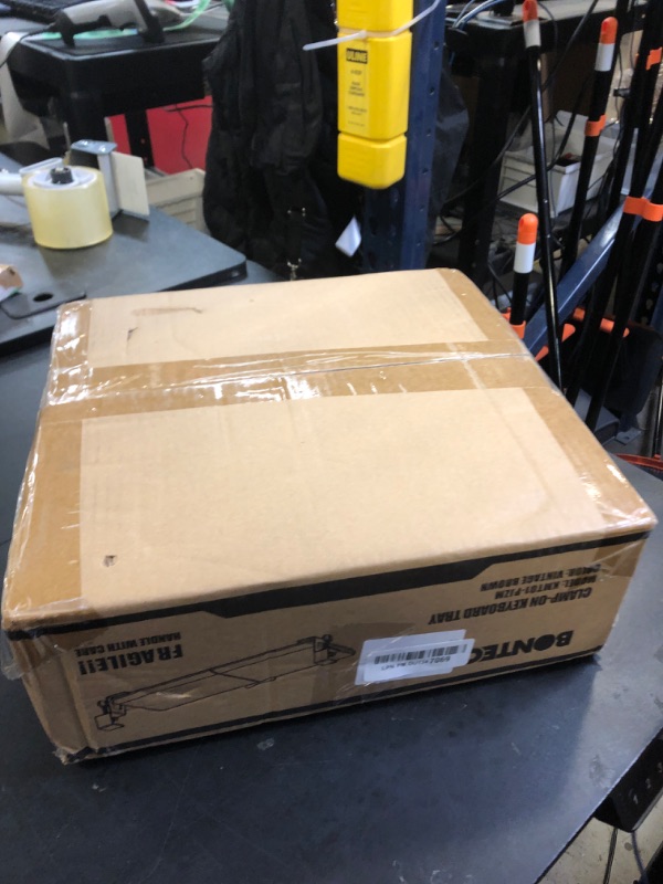 Photo 1 of BONTEC Small Keyboard Tray Under Desk, Pull Out Keyboard & Mouse Tray with C Clamp, 20 (25.5 Including Clamps) x 11.8 Inch Steady Slide-Out Computer Drawer, Perfect for Home or Office, Rustic Brown