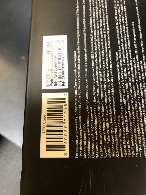 Photo 3 of TP-Link Dual-Band BE3600 Wi-Fi 7 Router Archer BE230 | 4-Stream 3.6 Gbps | 2×2.5G + 3×1G Ports, USB 3.0, 2.0 GHz Quad Core, 4 Antennas | VPN Clients & Server | EasyMesh, HomeShield, MLO, Private IOT