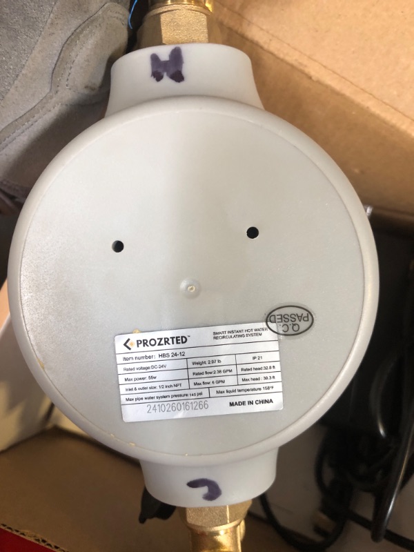 Photo 1 of PROZRTED HBS24-12E (No 60 minutes extension version) Smart Instant Hot Water Recirculating System Pump with Bulit-In Thermostat 15 inch hose for Tanked, Tankless Water Heater Extremely Quiet
