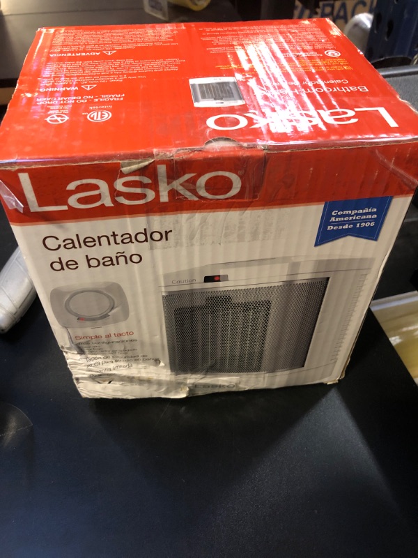 Photo 1 of Lasko CD08200 Small Portable Ceramic Space Heater for Bathroom and Indoor Home Use, White, 6.25 x 6.25 x 7.65 inches