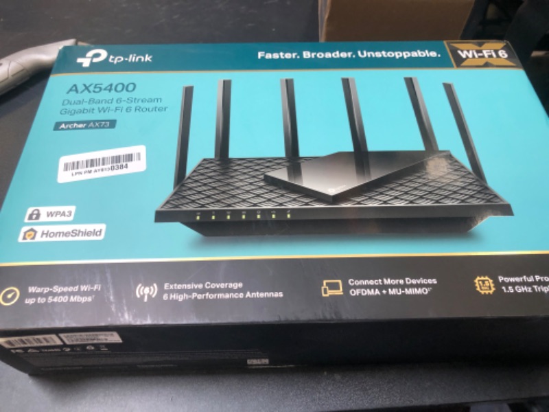 Photo 2 of TP-Link AX5400 WiFi 6 Router (Archer AX73)- Dual Band Gigabit Wireless Internet Router, High-Speed ax Router for Streaming, Long Range Coverage, 5 GHz