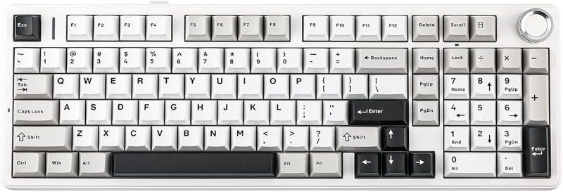 Photo 1 of MechLands Aula F99 PRO 96% Mechanical Keyboard, BT5.0/USB-C/2.4GHz Wireless Gaming Keyboard, Hot Swappable Gasket Custom Keyboard with 8000mAH Battery, Knob, RGB Backlits for Win/Mac (White Grey)