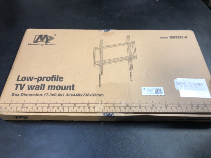 Photo 1 of Mounting Dream TV Mount Fixed for Most 26-60 Inch LED, LCD and Plasma TVs, TV Wall Mount TV Bracket up to VESA 400x400mm and 100 LBS Loading Capacity, Low Profile and Space Saving Flat Mount MD2361-K
