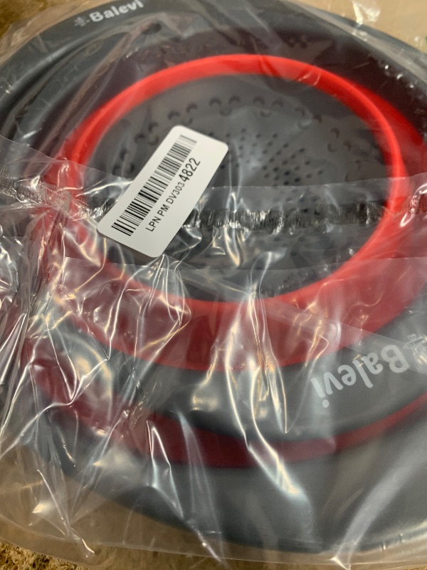 Photo 1 of "Balevi Collapsible Strainers for Kitchen - Collapsible Colander Set of 2 Made of Silicone - Collapsible Strainer with Little Pegs to Keep Food Elevated - Red "