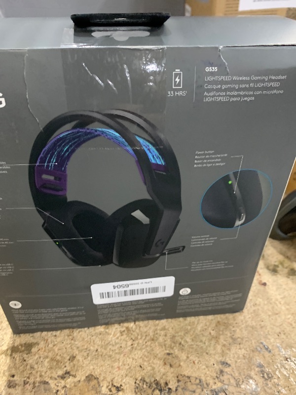 Photo 1 of Logitech G535 Lightspeed Wireless Gaming Headset - Lightweight on-ear headphones, flip to mute mic, stereo, compatible with PC, PS4, PS5, USB rechargeable - Black
