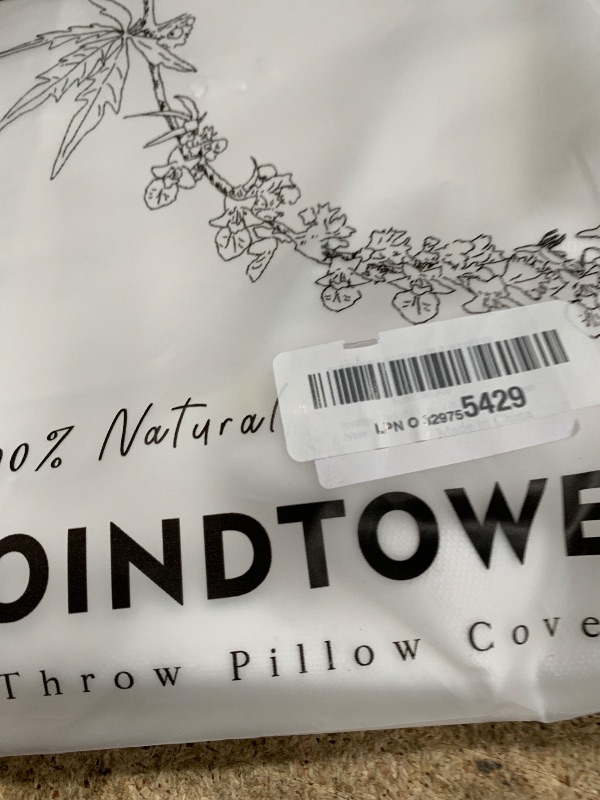 Photo 1 of NATUS WEAVER 2 Piece White Pillow Case Faux Linen Square Decorative Throw Cushion Cover Pillowcase with Smooth Hidden Zipper for Car Sofa 18" x 18 "