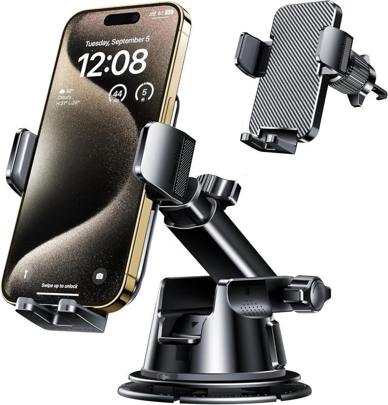 Photo 1 of  Dash Mounted Holders Phone Holders for Your Car Phone Mount for Car Windshield Dashboard Air Vent Universal Hands Free Automobile Cell Phone Holder Fit for iPhone Smartphone