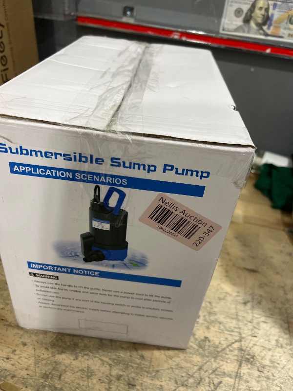 Photo 1 of AgiiMan Submersible Water Pump, 1HP 3500GPH Sump Pump with 10FT Power Cord, 3/4" Check Valve Adapter, Water Pump for Basements, Pool Fountains, Hot Tub, Garden, Blue