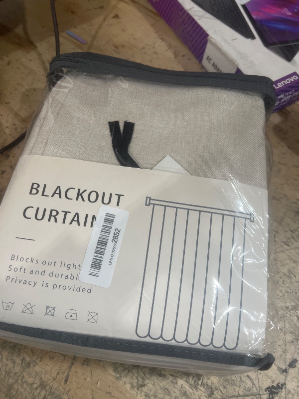 Photo 1 of 100% Blackout Shield Linen Blackout Curtains for Bedroom 84 Inches Long, Back Tab/Rod Pocket Living Room Drapes, Thermal Insulated Blackout Curtains 2 Panels Set, 50" W x 84" L, Cream