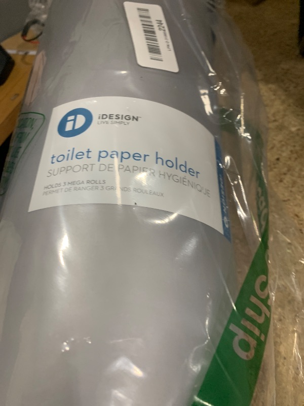 Photo 1 of InterDesign Kent Plastic Toilet Paper Tissue Roll Reserve Canister, Free-Standing Organizer for Master, Guest, Kid's, Office Bathroom or Closet, 6.5" x 6.5" x 15.5", Silver