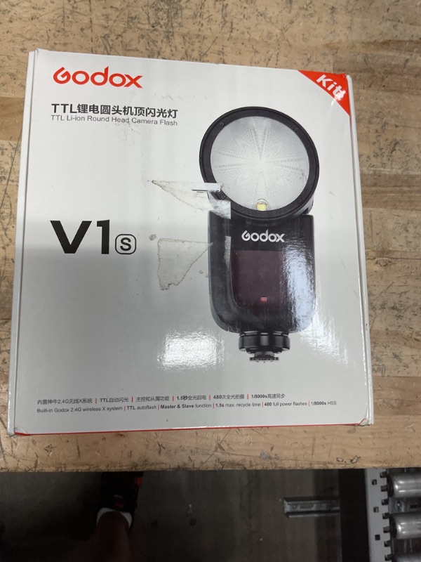 Photo 1 of GODOX V1 V1-S Round Head Camera Flash for Sony, 2.4G TTL Flash HSS 1/8000s Speedlite, Rechargeable Li-ion Battery, 480 Full Power Shots, LED Modeling Lamp, External Flash Compatible for Sony Camera