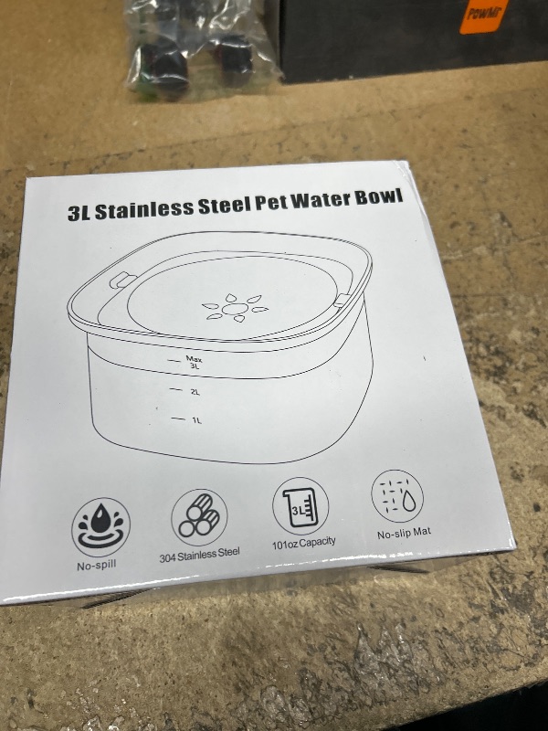 Photo 1 of Decflow 3L Dog Water Bowl Stainless Steel Slow Drinking Dog Bowl with Lid, No Spill Water Bowl for Large Dogs Splash Proof Vehicle Carried Travel Pet Water Bowl Dispenser for Messy Drinkers, Deep Blue
