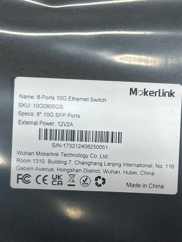 Photo 1 of MokerLink 8 Port 10Gbps SFP+ Switch, Support 1G/2.5G/10G SFP Module, 160Gbps Bandwidth, Fanless Unmanaged Plug and Play Ethernet Switch