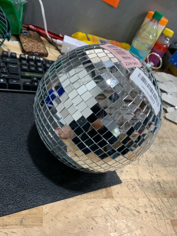 Photo 1 of Alytimes Mirror Disco Ball - 8-Inch Cool and Fun Silver Hanging Party Disco Ball –Big Party Decorations, Party Design