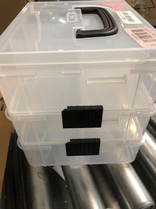 Photo 1 of ***(TOP BIN HAS A LATCH BROKEN)***
Bins & Things 3-Tier Sewing Kit - Stackable Craft Storage Box with Dividers - Plastic Nail Polish Organizer, Storage Containers for Beads, Sewing Supplies, Art Organizers and Storage - Large