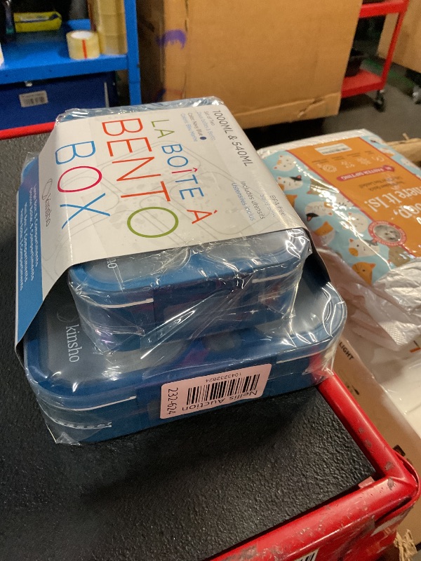 Photo 1 of kinsho Bento Lunch-Box Set for Kids includes Snack Container | 6 and 3 Compartment Boxes Leakproof School Bentos, Meal Portion Control Containers, Boys Girls Adults, Navy Blue Large + MINI 2 Pack Set